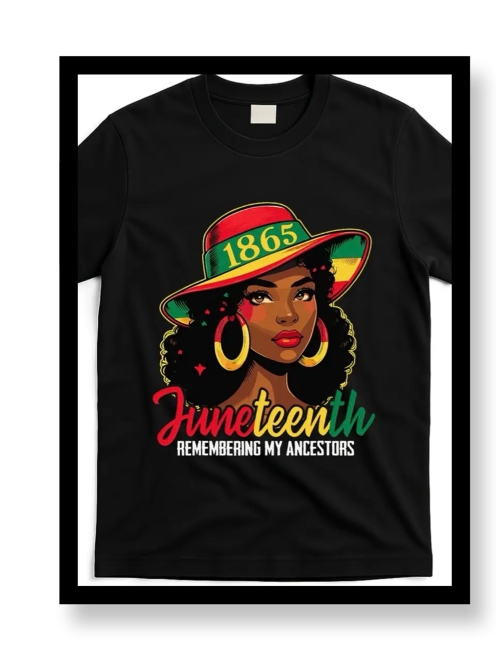 🆕 Women’s Juneteenth Graphic Tee - Black with Red, Yellow & Green Print
